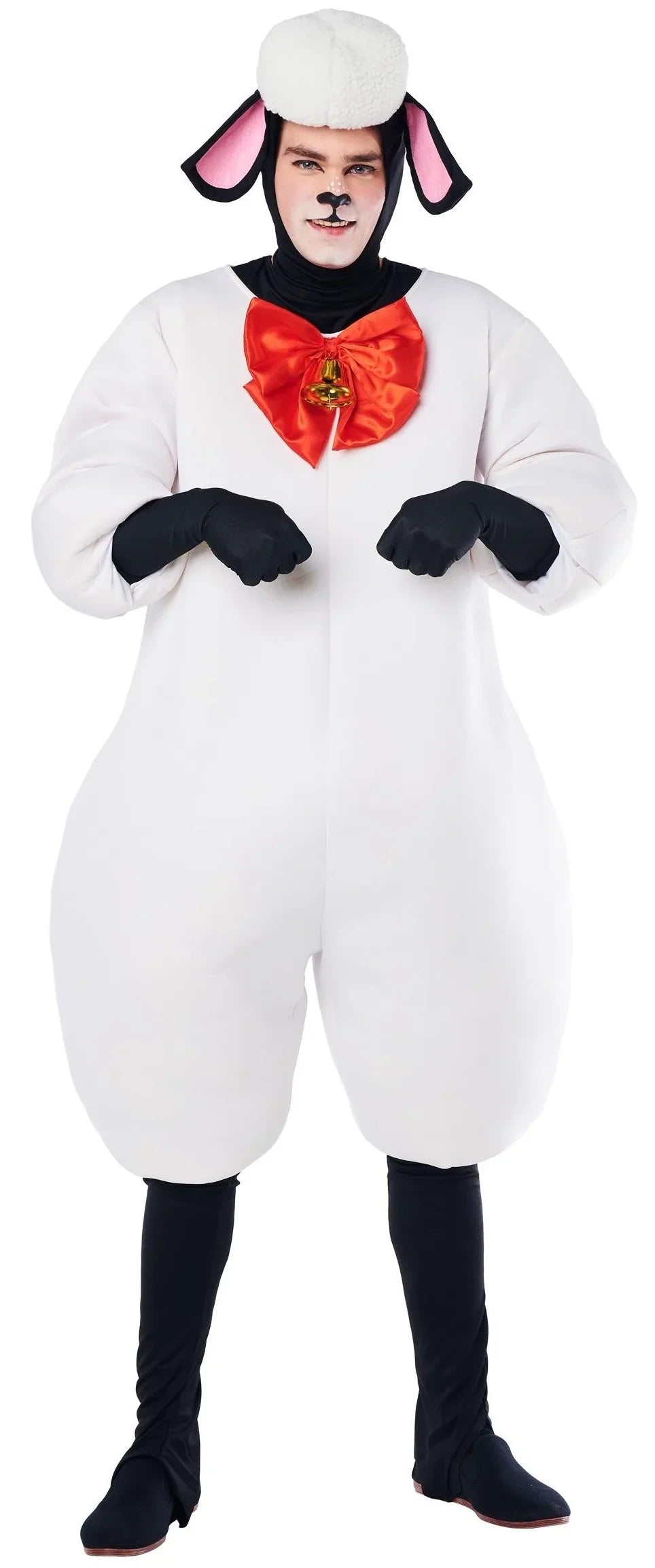 Disfraz de Oveja con Lazo Rojo para Adulto Oveja Kimokawaii